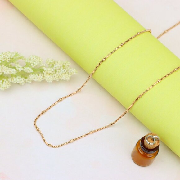 "Elegant Rose Gold Bead Box Chain Necklace with Adjustable Clasp, XPNL1910 - Picture 1 of 12